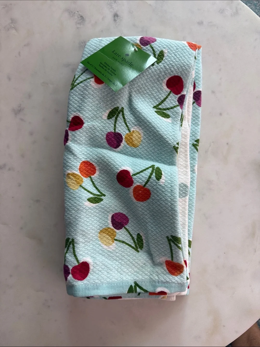 kate spade Kids Mint Burp Cloth with Multicolor Cherry Print